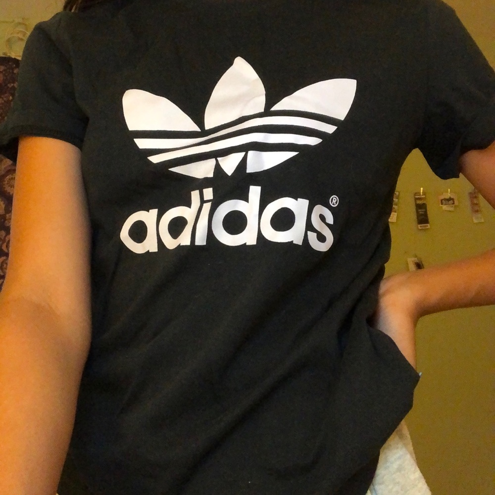 Black womens original boyfriend trefoil tee